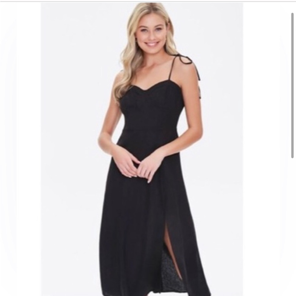 Forever 21 Black Woven Midi Dress